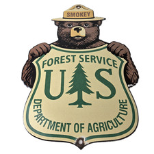 Vintage Smokey the Bear Sign - Porcelain Gas Pump Forest Service Sign picture