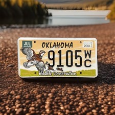 2004 Oklahoma License Plate Wildlife Conservation 9105 WC Quail Graphic picture