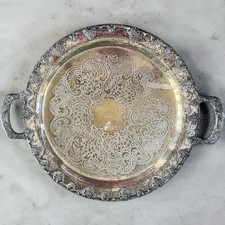 Vintage Federal Silverplate on Copper 17” Grape Vine Handled Serving Tray picture