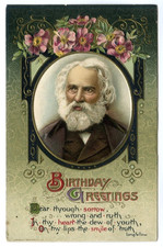 Postcard Birthday Greetings Henry Wadsworth Longfellow Poem picture