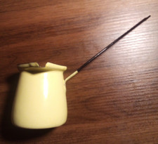 Vintage HUTA SILESIA ENAMELWARE Water Dipper #2 Made in Yugoslavia Yellow  picture