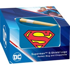 ICUP Superman Emblem Ramen Mug w Chopsticks Blue Standard Functional Ceramic picture