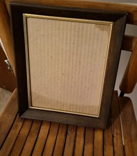 Vintage Mid-Century Walnut Wood Picture Frame with Gold Liner Accent picture