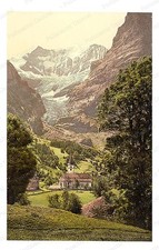 Grindelwald Switzerland Church Eiger Standard Postcard COPY RPPC picture