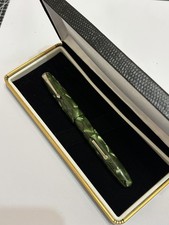 Vintage Conway Stewart No 15 Fountain Pen Green/Black Marble 14K Gold Flex Nib picture