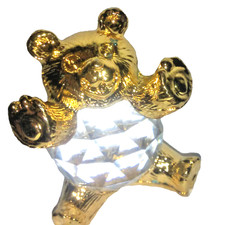 Crystal Zoo bear figurine handmade bohemian lead crystal 24kt pewter NEW picture
