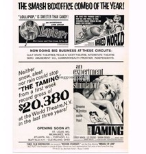 1969 The Taming X-rated movies Lollipop, Naked World Vintage Movie Trade Ad picture