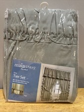 Vtg Mainstays Home Tier (60x36) & Swag Valance (60x12) Set Green Sage picture
