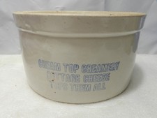 Rare Cream Top Creamery Dairy Advertising Stoneware Cottage Cheese Crock 8