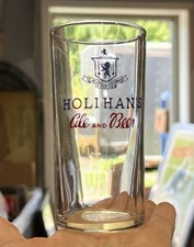 Vintage 40s Straight-sided Enamel Painted Holihan's Ale and Beer Drinking Glass picture