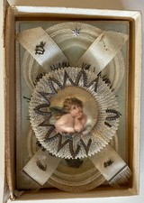 Antique Baptismal Card Made In  Box Bottom German with Baptismal Certificate picture