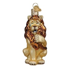 Old World Christmas COWARDLY LION (36373) Glass Ornament w/OWC Box picture