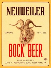 Neuweiler Bock Beer, Allentown PA NEW Metal Sign 24x30