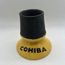 Vintage Cohiba Ceramic Single Cigar Stand Holder Yellow Black Ashtray Rest picture
