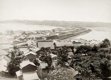 Kanagawa Yokohama Japan Railway Track Townscape Coastal View Vtg. Photo 19thC. picture