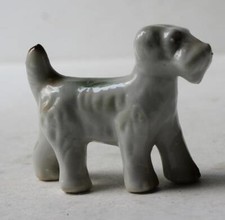Terrier Dog Figurine Standing White Black Brown Spots Ceramic Hand Painted --- picture