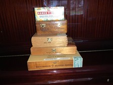 SET OF  5 Empty WOODEN Cigar Boxes [Set/5] picture