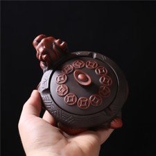 Creative Ashtray with Lid Cover Dragon Turtle Design Carved Zisha Purple Clay picture
