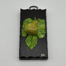 Vintage Hand Painted Artist Signed 3D Pear Fruit Wooden Wall Plaque Art picture