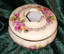Eagle China Austria Floral & Gold Porcelain Hair Receiver FLAW picture