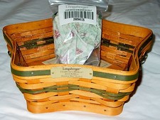 NEW 2001 LONGABERGER GREEN SHINING STAR CHRISTMAS BASKET W/ PROTECTOR & LINER picture