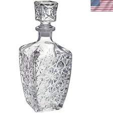 Liquor Decanter Bottle With Stopper, Lead-Free Glass, Crystal Cut Design, 760... picture