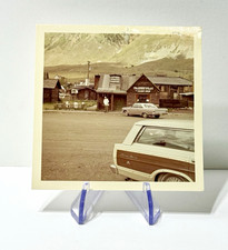 Vintage Snapshot Photo Street Scene Buildings Cars Mountains Color 3.5x3.5 picture