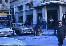 Orig 1972 Slide Athens Greece Street Scene Storefront Vintage Cars B38 picture