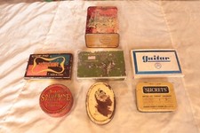 Vintage Set Of 7 Tobacco & Stamp Tins Brands Different Shapes & Sizes Tin Boxes picture