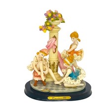 Ballet Girls - Casinelli Hand Painted Resin On A Wooden Base Figurine - Vintage picture