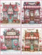 8 Valentine fantasy shop shabby chic fold out glossy cards with envelopes picture