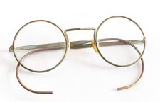 Antique Power Eyeglasses Round Wire Frame Military Spectacles WW2 WWII Glasses picture