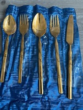Vintage Gold Plated Flatware- 1960's Goldenware by A.R. Gellman & Co 5 Piece Set picture