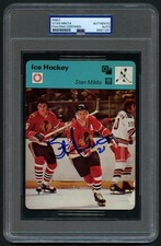 Stan Mikita signed autograph 1977 Sportscaster Card Chicago Blackhawks PSA Slab picture