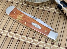 Case XX USA Chestnut Bone Gold Edition DEER Scene 1/500 Trapper Pocket Knife picture