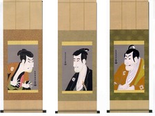 Sharaku “Kabuki Ukiyo-e Hanging Scroll” 3 set new ship from Japan picture
