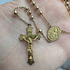 Vintage 1/20 12k Gold Filled Rosary B.B. Co Crucifix Reversible Medallion 11.87g picture