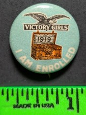Vintage Victory Girls WW2 Military Service Pinback Pin picture