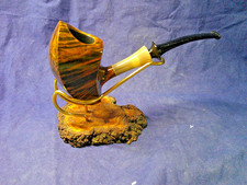 ✔️ NEW HS STUDIO FREEHAND BRIAR PIPE, MAPLE STAND, GIFT BOX, ONE OF A KIND -B picture
