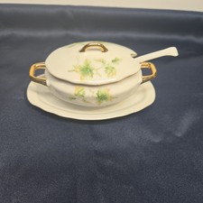 Vtg Royal Crown 1446 Condiment Dish w/ Attached Underplate and Plastic Spoon  picture