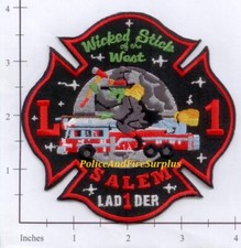 Massachusetts - Salem MA Ladder 1 Fire Dept Patch - Wicked Stickes of The West picture