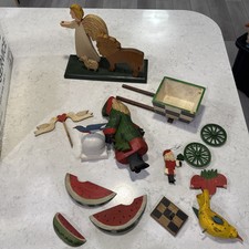 NANCY THOMAS 1985-1990 Angels,Christmas, Etc folk ART Ornaments HAND PAINTED x11 picture