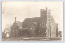 1913 Methodist Episcopal Church RPPC Baldwin City KS Brick Gothic Revival picture