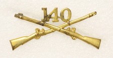 140th Infantry Regiment - Army Officer's Collar Pin: 1920's, nhm, p/b picture