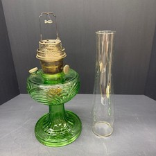 Aladdin B-54 Washington Drape Green UV Uranium Glass Oil Lamp Model B 1941-42 picture