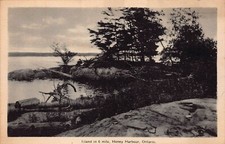 Honey Harbour Harbor Canada Georgian Bay Picnic Island 1940s Vtg Postcard A33 picture