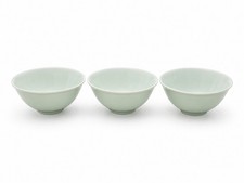 Set Of Vintage 3 Small Celadon Soft Green Plain Bowls 3.5” picture