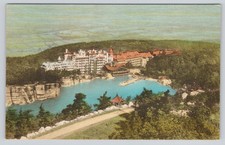 Mohonk Lake NY Postcard Lake Mohonk Mountain House from Sky Top Hand Colored picture