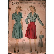 Vintage Du Barry 5434 Sewing Pattern 1940s Blouse and Skirt Set Size 13 Bust 31 picture