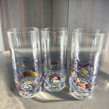 Fostoria Galleria Mosaic Glass Tumbler Cups Made in Romania Set 3 New W Tags VTG picture